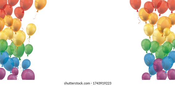 Rainbow colored balloons on the white background. Eps 10 vector file.
