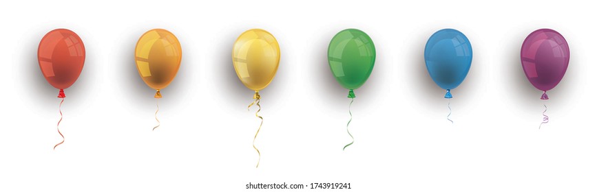 Globos de color arcoiris sobre el fondo blanco. Archivo vectorial Eps 10.