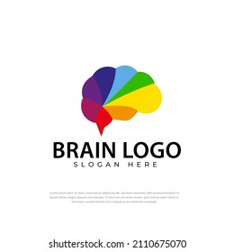 Rainbow colored brain design logo creative, symbol, medical, design template