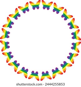 Rainbow colored butterfly frame. Lgbt pride month design.