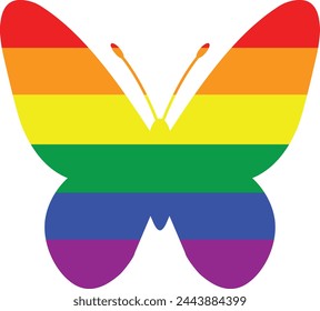 Rainbow colored butterfly. Lgbt pride month design.