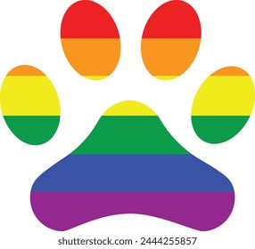 Rainbow colored cat paw print. Lgbt Lgbt pride month design.