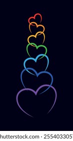 Rainbow colored chain heart shapes