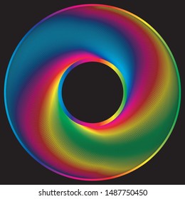 Rainbow colored circle created of a lot of lines
