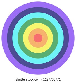 Rainbow colored circle darts target