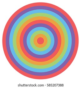 Rainbow colored circle darts target