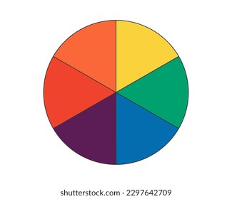 Rainbow colored circle shape. Iridescent colors sectors in round diagram. Colourful segmented wheel palette. Color chart. Vector isolated eps illustration