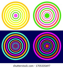 Rainbow colored circle target Colorful vibrant pattern. Round vector background