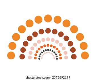 Arcoiris de círculos de colores en beige, naranja y marrón. Círculos de terracota. Colores naturales 