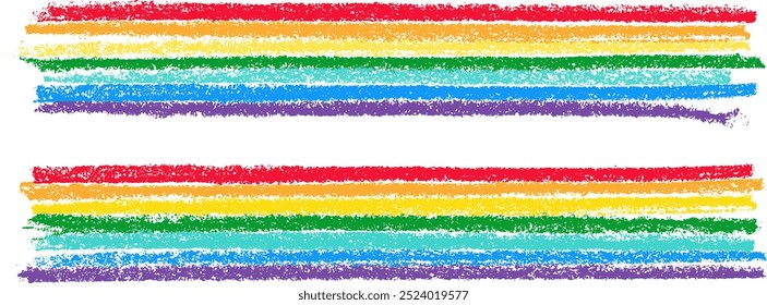 Rainbow Colored Crayon Chalk Drawing Lines Vector