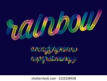 rainbow colored cursive typography design vector/illustration