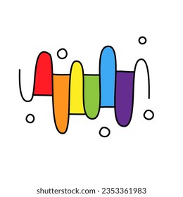 Rainbow colored curved logo simple flat handwrite doodle style