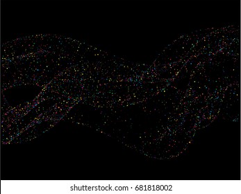 Rainbow colored curves vector stars confetti. Cosmic abstract background. Shiny festive turquoise glitter. Luxury falling star dust. Christmas, birthday party, carnival, new year celebration design