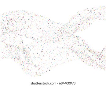 Rainbow colored curves vector stars confetti. Cosmic abstract background. Shiny festive turquoise glitter. Luxury falling star dust. Christmas, birthday party, carnival, new year celebration design
