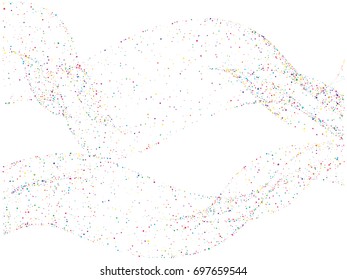 Rainbow colored curves vector stars confetti. Cosmic abstract background. Shiny festive turquoise glitter. Luxury falling star dust. Christmas, birthday party, carnival, new year celebration design