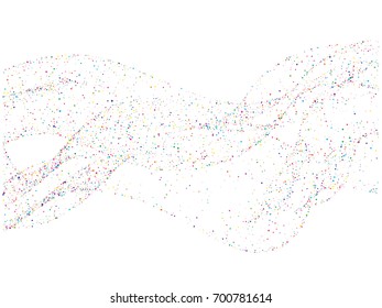 Rainbow colored curves vector stars confetti. Cosmic abstract background. Shiny festive turquoise glitter. Luxury falling star dust. Christmas, birthday party, carnival, new year celebration design