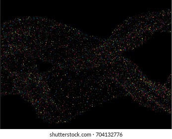 Rainbow colored curves vector stars confetti. Cosmic abstract background. Shiny festive turquoise glitter. Luxury falling star dust. Christmas, birthday party, carnival, new year celebration design