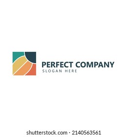 Rainbow colored curvy shapes combined to be a square logo. Abstract logo for construction, engineering, consultant, and organization.