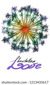 Rainbow colored dandelion. Flag of LGBT community on flower blosssom. Vector illustration for sticker, pin, greeting card, poster, patch, shirt prints. Bloom isolated on white background