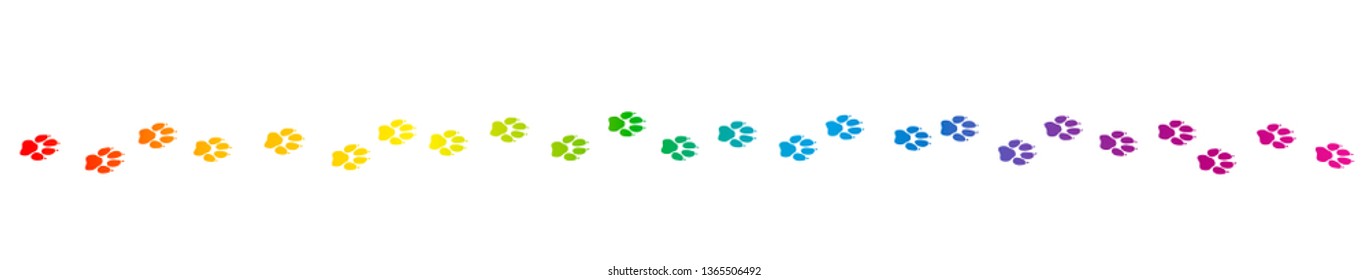 Rainbow colored dog tracks. Isolated vector illustration on white background.
