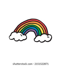 Doodle de color arcoiris. Mes del orgullo LGBT. Ilustración del vector