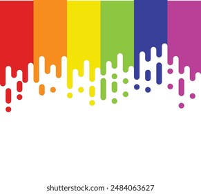 Rainbow Colored Flat Style Abstract Leaking Paint Background. Colors and abstract painting copy space poster template