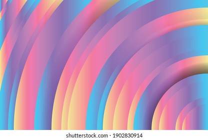 Rainbow-gefärbte zirkuläre Formen, futuristischer Farbverlauf, minimales Muster, pastellförmige Wellenbroschüre. bunter geometrischer Hintergrund, minimales Farbkonzept. Farbfluss