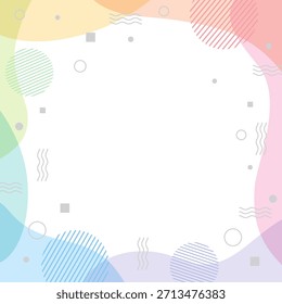 Arco-íris colorido fluido moldura em forma com padrões geométricos, ilustração vetorial