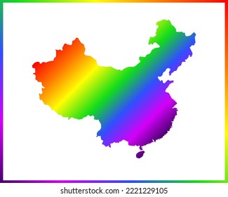 Rainbow colored gradient map of Country China isolated on white background - vector illustration