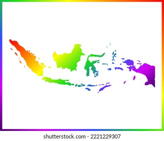 Rainbow colored gradient map of Country Indonesia isolated on white background - vector illustration