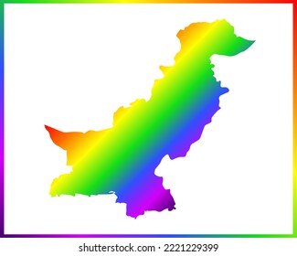 Rainbow colored gradient map of Country Pakistan isolated on white background - vector illustration