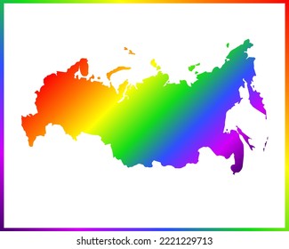 Rainbow colored gradient map of Country Russia isolated on white background - vector illustration