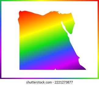 Rainbow colored gradient map of Country Egypt isolated on white background - vector illustration