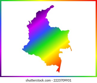 Rainbow colored gradient map of Country Colombia isolated on white background - vector illustration