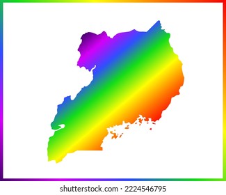 Rainbow colored gradient map of Country Uganda isolated on white background - vector illustration