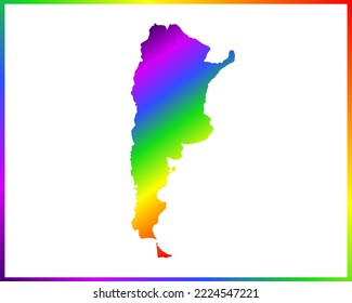 Rainbow colored gradient map of Country Argentina isolated on white background - vector illustration