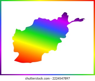 Rainbow colored gradient map of Country Afghanistan isolated on white background - vector illustration