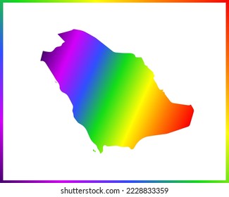 Rainbow colored gradient map of Country Saudi Arabia isolated on white background - vector illustration