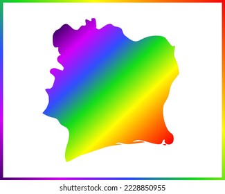 Rainbow colored gradient map of Country Cote d ivoire isolated on white background - vector illustration