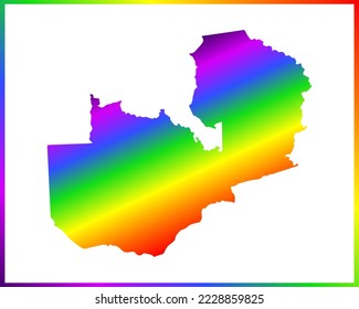 Rainbow colored gradient map of Country Zambia isolated on white background - vector illustration