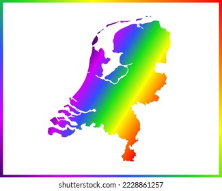 Rainbow colored gradient map of Country Netherlands isolated on white background - vector illustration