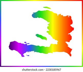 Rainbow colored gradient map of Country Haiti isolated on white background - vector illustration