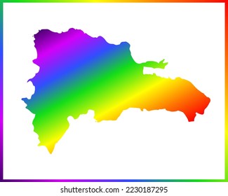 Rainbow colored gradient map of Country Dominican Republic isolated on white background - vector illustration