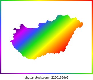 Rainbow colored gradient map of Country Hungary isolated on white background - vector illustration