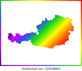 Rainbow colored gradient map of Country Austria isolated on white background - vector illustration