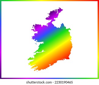 Rainbow colored gradient map of Country Ireland isolated on white background - vector illustration