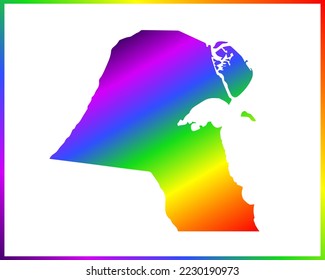 Rainbow colored gradient map of Country Kuwait isolated on white background - vector illustration