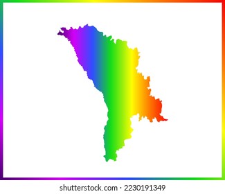 Rainbow colored gradient map of Country Moldova isolated on white background - vector illustration