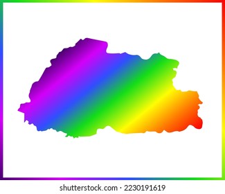 Rainbow colored gradient map of Country Bhutan isolated on white background - vector illustration