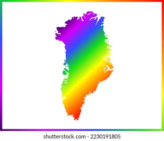 Rainbow colored gradient map of Country Greenland isolated on white background - vector illustration